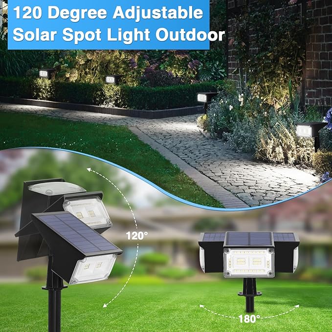 ZJOJO Solar Lights Outdoor Waterproof IP65 Solar Spot Light 40 LED 4 Lighting Modes Solar Powered Garden Yard Spot for Outside Landscape10 Pack
