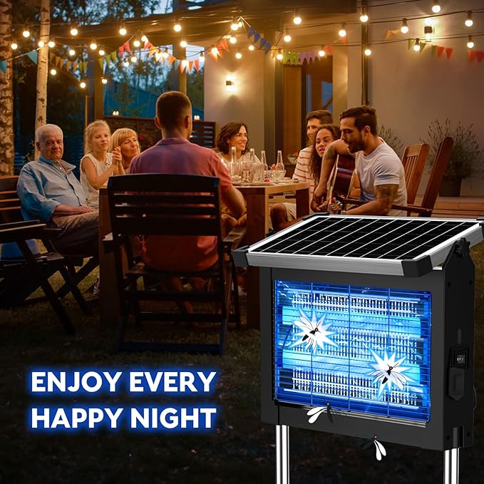 Solar Bug Zapper Outdoor PhatroyYee Mosquito Zapper 4500V Waterproof Portable Fly Zapper Rechargeable Electric Mosquito Killer Cordless Fly Insect Mosquitos Trap for Patio Yard Home Garden Camping