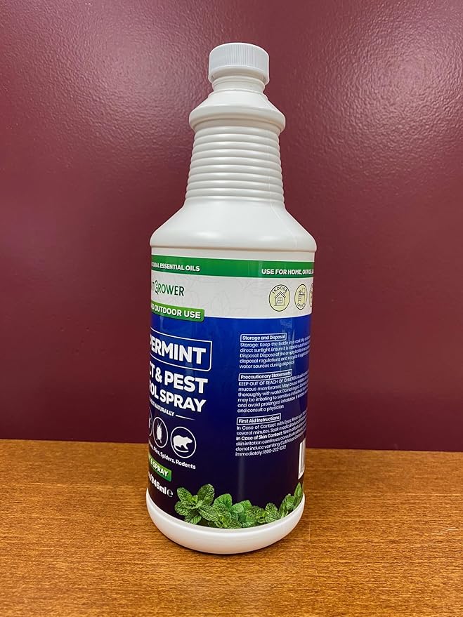 All Natural Peppermint Oil Insect &amp Pest Control Spray Repels Mice Spiders Ants for Home Indoor Outdoor Garden Maximum Strength Smart Grower Ready to Use 32 FL OZ