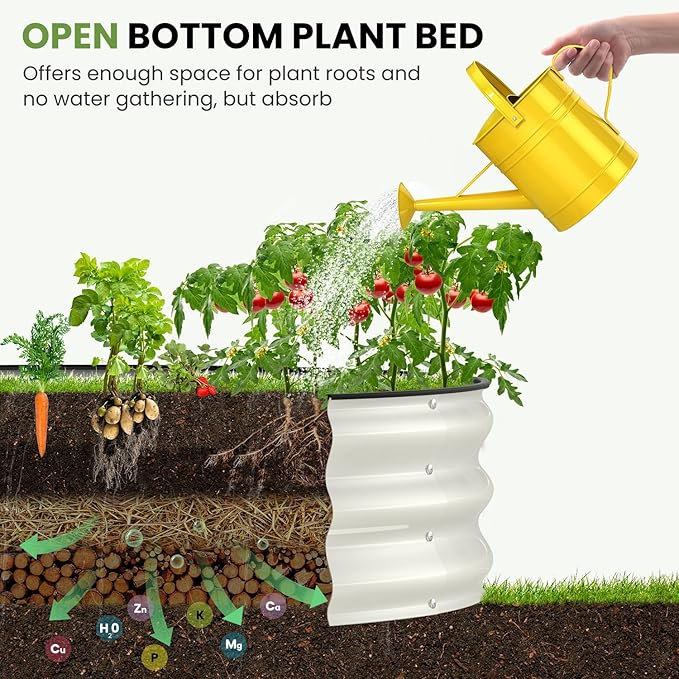 Galvanized Raised Garden Bed 8x4x1 FT Oval Metal Raised Garden Bed Outdoor Planter Box with Open Bottom Rust-Resistant Steel Garden Bed for Vegetables Herbs Flowers Easy Assembly