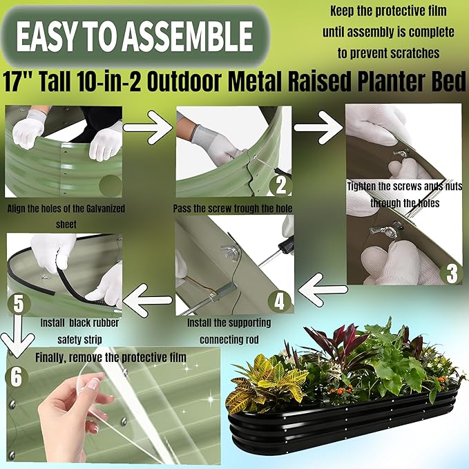 NestNature Modular Galvanized Raised Garden Bed Kits 17 Tall 10-in-2 Outdoor Metal Raised Planter Bed for Planting Plants Vegetables Fruits Flowers Herbs Gardening Ground Planter Box-Gray