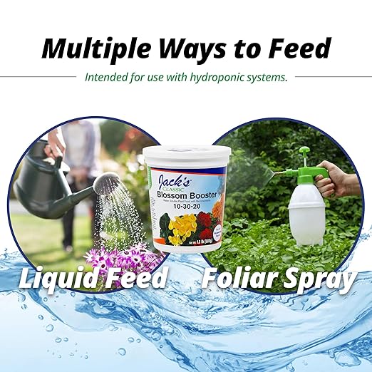 Jack's Classic 10-30-20 Blossom Booster Water-Soluble Fertilizer with Micronutrients for Increasing Color and Quantity of Blooms in Flowering Plants 1.5lbs 4 Pack