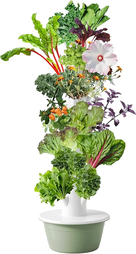 5.25ft Tall Hydroponics Growing System Tower 9 Layers 36 Plant Spots Hydroponics Growing System Kit Tower Vertical Hydroponic Tower for Indoor &amp Outdoor Space-Saving