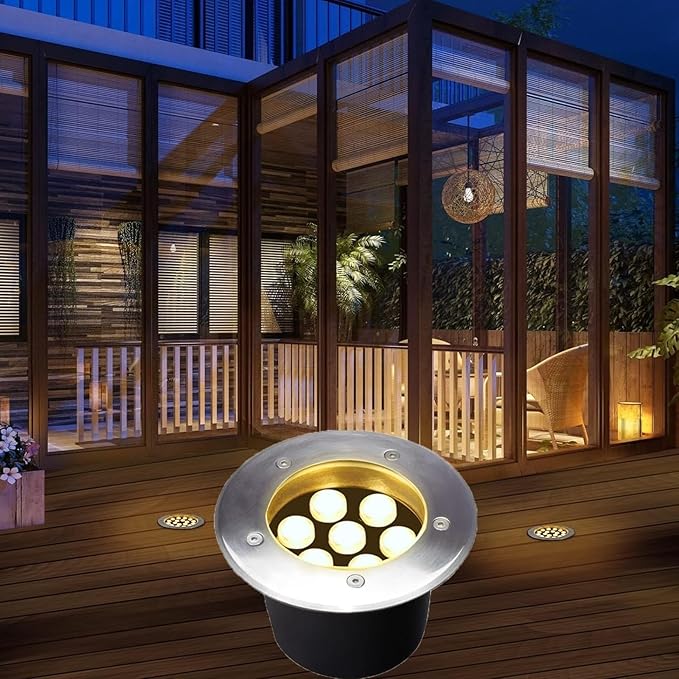 Outdoor LED Spotlight AC220V LED Embedded Buried Lamp IP67 Waterproof Staircase Floor Aisle Illumination Building Outdoor(Yellow3W)