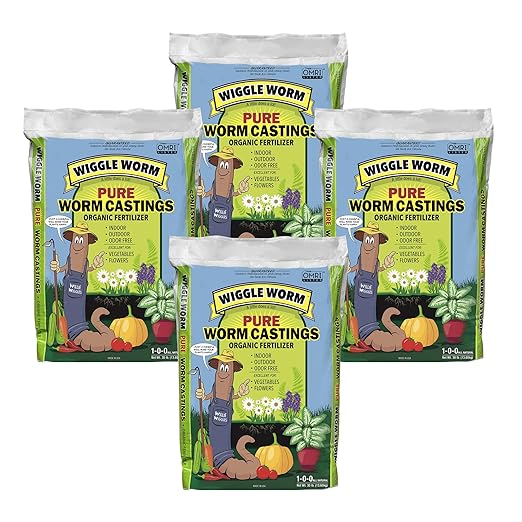 100% Pure Organic Mineral-Dense Worm Castings Fertilizer 30lbs - Improves Soil Fertility and Aeration for Growing Better Houseplants Vegetables and More Pack of 4