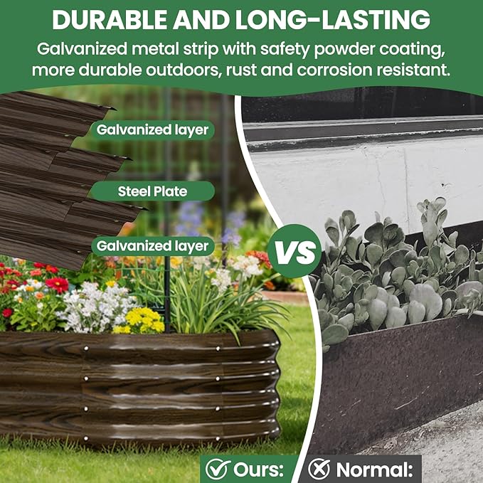 2 in 1 Galvanized Raised Garden Bed with 71 H Arch Trellis for Climbing Plants Outdoor Gardening Planter Box with Climbing Net for Flowers Vegetables Fruits Herbs Wood Grain