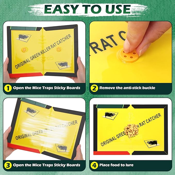 12 Pack Sticky Mouse Traps Sticky Traps for Rats Mice Rodents Snakes No Touch Indoor Mouse Traps for Home Kitchen Garage Attic Basements Easy to Set Black