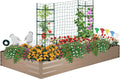 ONCEMORE Galvanized Raised Garden Bed for Vegetables Flowers Herbs Metal Raised Garden Bed Kit with 2 PCS Tomato Cage Gloves Trellis Netting Plant Labels Plant Ties Brown 6×3×1FT