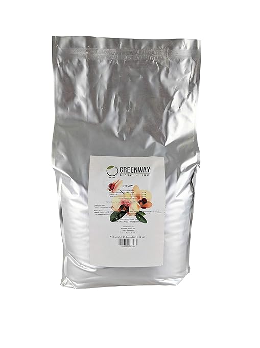 Greenway Biotech Inc. Gypsum Powder Calcium Sulfate to Improves Soil Drainage &amp Soil Water Relations- 100% Water Soluble Contains 97% Calcium Sulfate Dihydrate22.5% Calcium&amp 18% Sulfur (25