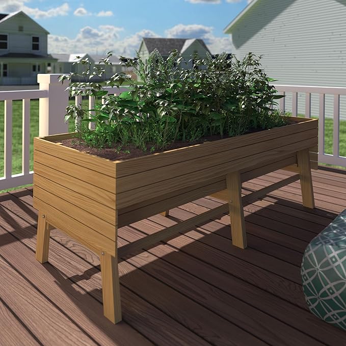 MUPATER Outdoor 6x3x2FT Cedar Raised Garden Bed for Vegetables with 6 Legs 837lbs Large Elevated Garden Planter Box with Liner Design for Herbs and Flower Natural