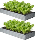 12x4x1 ft(2 Pack) Galvanized Raised Garden BedOutdoor Planter Box Metal Patio Kit Planting Bed for Vegetables Flowers and SucculentsSilver