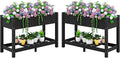 SERWALL Raised Garden Bed with Legs Set of 2 43×17×30 Large HDPE Elevated Planter Box for Vegetables Flower Herb Patio All Weather Use-Black