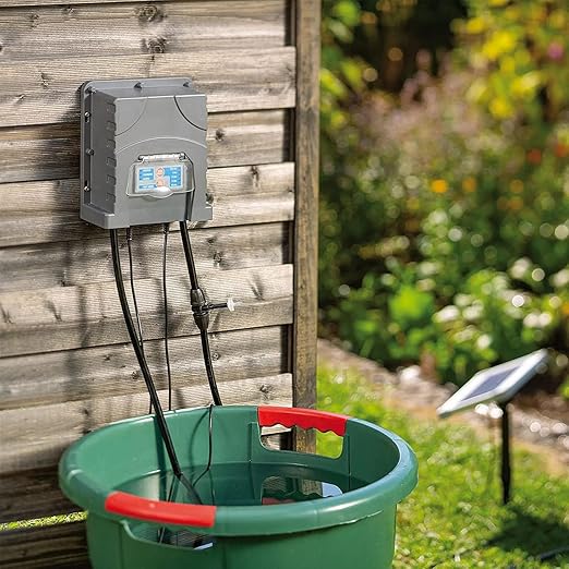 AEO Solar-Powered Automatic Watering Drip Irrigation System 50 Drippers 155 ft for Balcony Greenhouse Raised Garden Bed