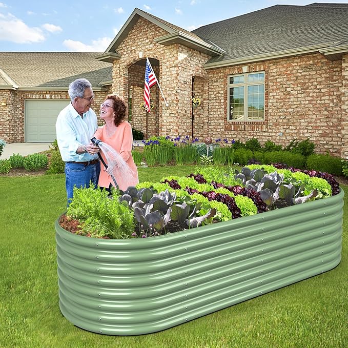 FRIZIONE 6FT(L)3FT(W)2FT(H) Raised Garden Bed Outdoor Raised Planter Box Outdoor for Herb Vegetable-Light Green