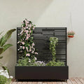 Casaphoria Metal Raised Garden Bed with Trellis and Wheels 47x47x16 Planter Box for Climbing Plants Vegetables &amp Vines Features Drainage Holes and Privacy Screen (Black-Shine)