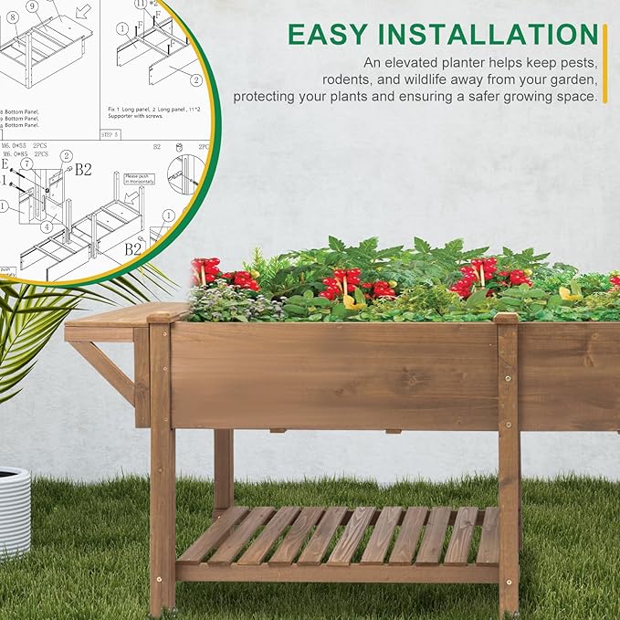 Raised Garden Bed with Legs Outdoor Elevated Garden Box with W-Connection TabsLarge Storage Shelf for Vegetable Flower Herb Easy to Assemble81x23x32 in