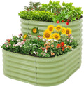 EAGLE PEAK 2-Tier Galvanized Raised Garden Bed Planters Planter Boxes Outdoorfor Vegetables Flowers and Herbs Assembly Modular - 33in Overall Height 41'' L x 43'' W Olive Green