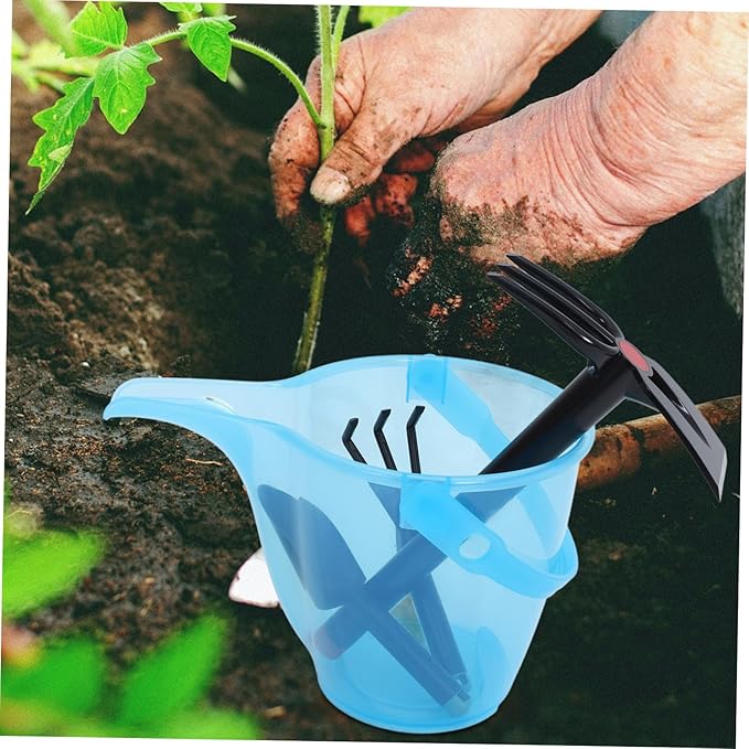 Heavy Duty Garden Hoe and Gardening Tool Set with Bucket Plastic Shovel Soil Fork Lightweight Non-Slip Beach Digging for Boys and Versatile Outdoor Weeding and Planting Tools for