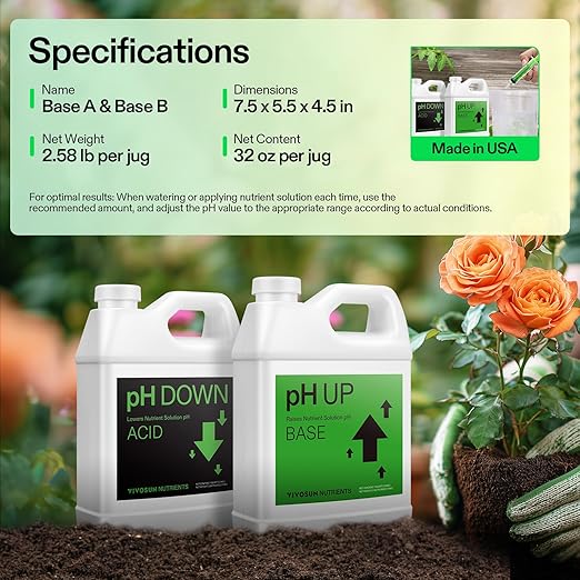 VIVOSUN pH Up &amp pH Down Kit 1 Quart Each pH Control Kit for Balanced pH Level and Optimal Nutrient Uptake pH Adjuster Liquid Fertilizer for All Plants and All Growing Systems