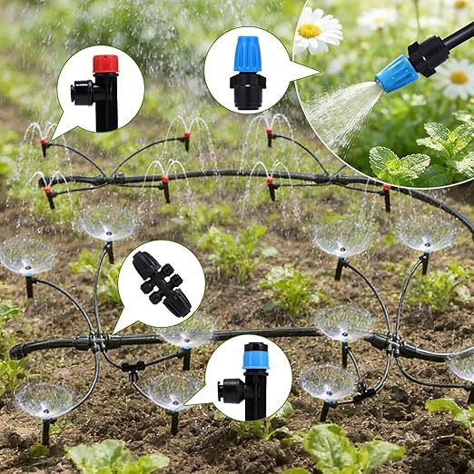 300FT Drip Irrigation System Kit Automatic Garden Watering Misting System with 70FT1/2 inch Hose 230FT 1/4 inch Distribution Tubing and Accessories for Garden Lawn Greenhouse Plant Flower Bed