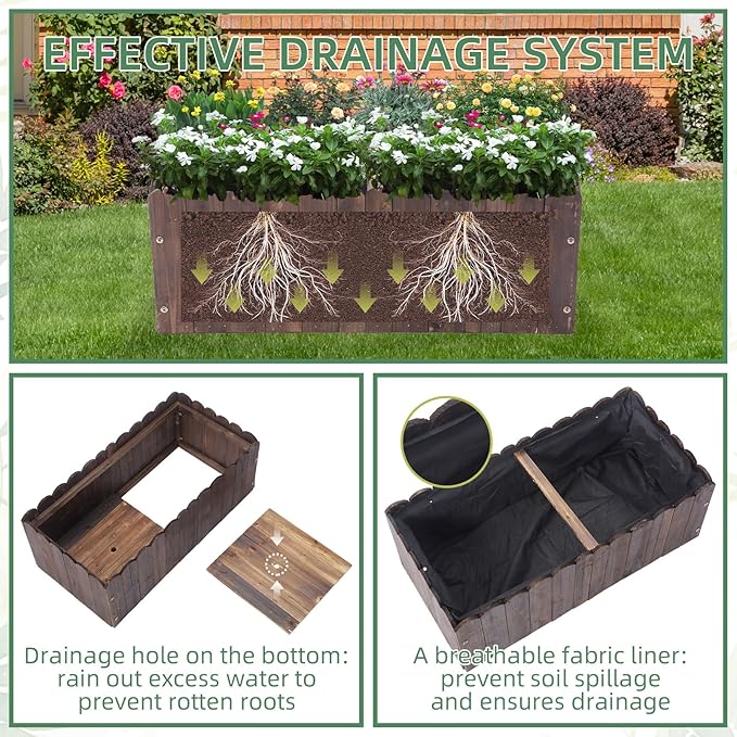 32 x 16 x 12 Outdoor Wooden Garden Bed Wooden Planter Box Garden Planters Boxes for Vegetables/Garden/Lawn/PatioAcorn Brown