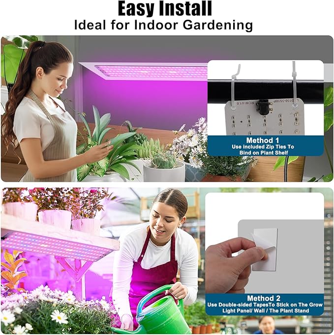 Grow Lights for Indoor Plants Full SpectrumPlant Lights with Auto Timer 3/6/12H Grow Light for Under Cabinet Plant 6 Dimmable Levels600LEDs Grow Lamp Panel Grow Lights for Seed Starting(4P)