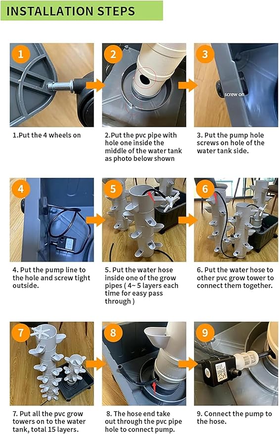 AMNOOL Hydroponics Growing System for Indoor Gardening - Vertical Aeroponic Tower Garden to Grow Herbs Fruits &amp Vegetables - Aero Gardening System Hydroponic Kit with 45 Grow Sites