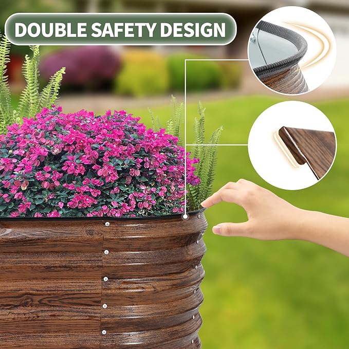 1MORE Galvanized Raised Garden Bed- Planter Garden Boxes Outdoor Raised Beds for Gardening 4x2x1.4ft Metal Garden Bed Kit for Vegetables Flower Planter Raised Bed with Protective Tape &amp Tools.G