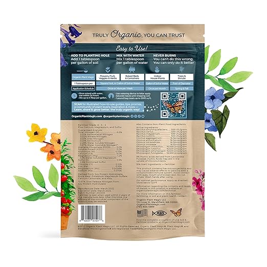 Organic Plant Magic - Truly Organic™ Fast-Acting Soluble Plant Food: All-Purpose Fertilizer Concentrate for All Flower Vegetable Herb Fruit Tree Shrub Container Garden &amp House Plants [Two 1 lb Bag