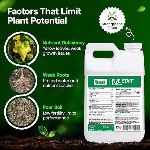 FiveStar 4-0-0 Micro Liquid Nitrogen Fertilizer - Fast Absorption for Ag/T&ampO Use - Urea-Based Plant Fertilizer with 7 Chelated Micronutrients (Magnesium Iron &amp More) + Yucca Kelp Humic Acid