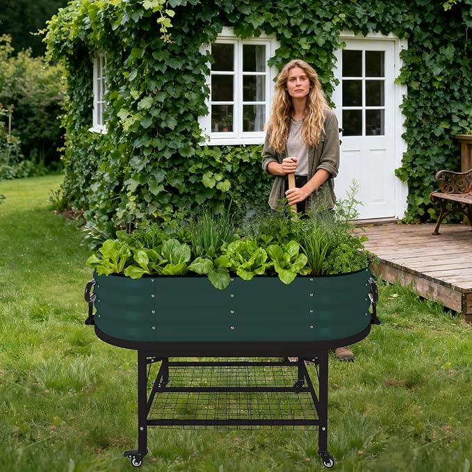 Galvanized Raised Garden Bed Kit with Cover Large Corrosion-Resistant Planter Raised Beds for Vegetables and Flowers Sturdy Outdoor Metal Garden Raised Beds with Reinforced Structure Easy Assembly