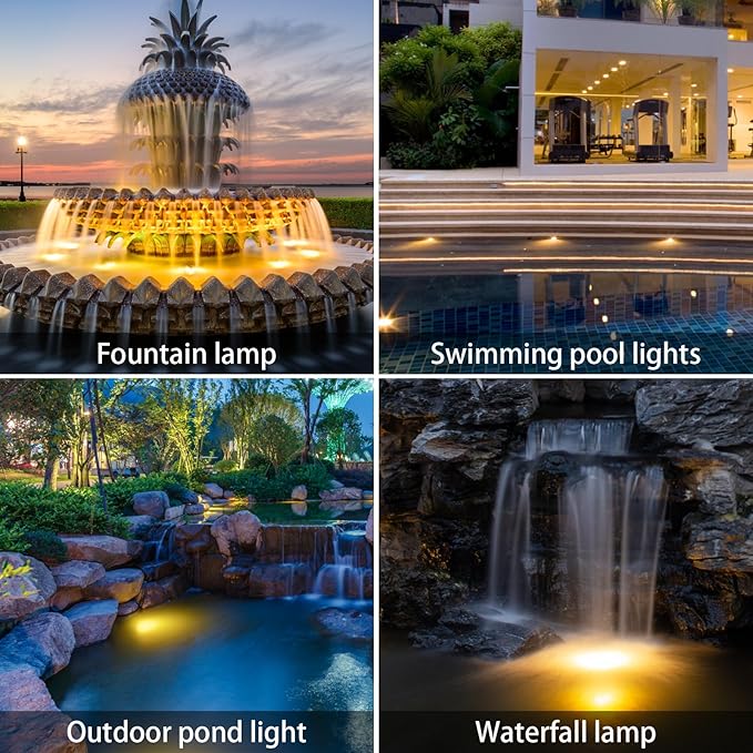 AVEKI Solar Pond Spotlights 2 in 1 12 LED Solar Underwater Lights with Dual Head Waterproof Submarine Landscape Spotlight Security Lighting for Outdoor Patio Garden Fountain Pond