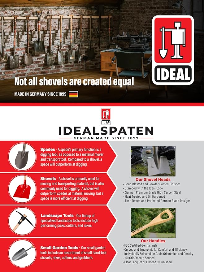 IDEALSPATEN - Made in Germany Since 1899 Heidelberg Hand Mattock - Professional Compact Small Cultivator Garden Tool 3lb - 15.5in (Heidelberg)#IS330