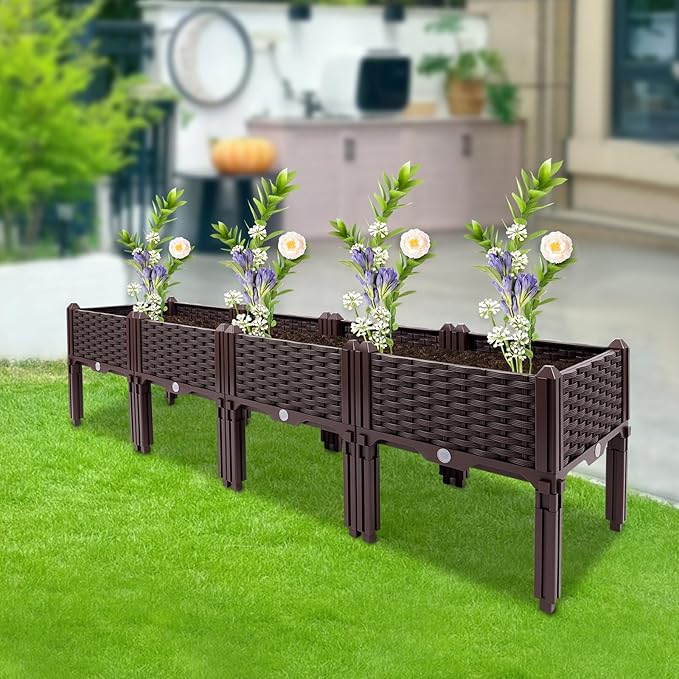 Raised Garden Bed Planter Raised Beds Kits with Drain Holes Raised Flower Beds Durable Garden Boxes with Legs Fruit Flowers Vegetables Standing Box for Outdoor &amp Indoor Patio Balcony