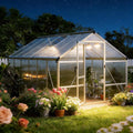 8x12 FT Greenhouse Greenhouses for Outside Polycarbonate Greenhouse with Aluminum Frame Lockable Door and Ajustable Roof Vent for Backyard Green Houses for Outside Garden Backyard Patio