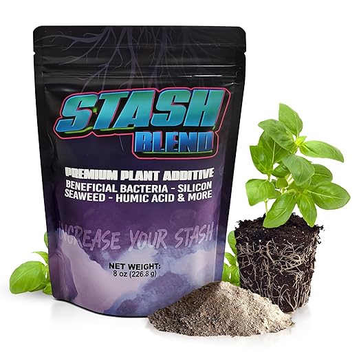 Stash Blend Premium Plant Additive Root Hormone for Plants - with Corn-Steep Liquor Seaweed Powder Humic Acid Mycorrhizae Microbial Bacteria Soluble Silicon - Ideal for Gardeners and Growers