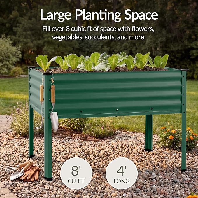 Best Choice Products 48x24x30in Galvanized Raised Garden Bed Metal Elevated Planter Box Vegetable Garden for Backyard Patio Balcony - Dark Green