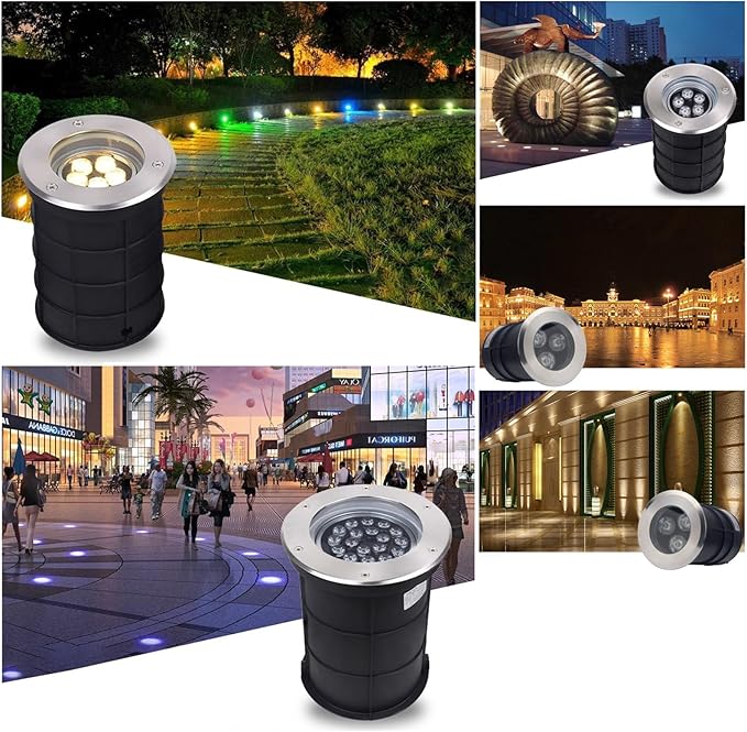 LED Ground Lights Embedded Underground Ljus IP66 Waterproof Low Voltage AC12/24V Adjustable Angle Landscape Light for Driveway Deck Patio Yard Garden Outdoor Spotlight