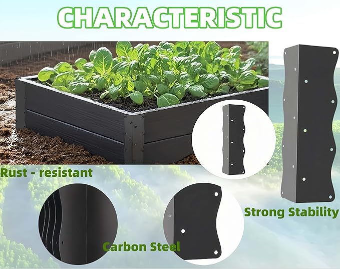 8 Pack Raised Garden Bed Corner Brackets Kit for 20-24 Raised Bed 11x3”x3“ Heavy Duty L Shaped Garden Bed Connectors with Screws Decorative Corner Braces for Planter Box Furniture &amp Wood Fen