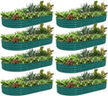 8 Pack 6x3x1FT Galvanized Raised Garden Bed Kit Oval Metal Ground Planter Box Outdoor Bottomless Planter Raised Beds for Vegetables Flowers Herbs Fruits Green