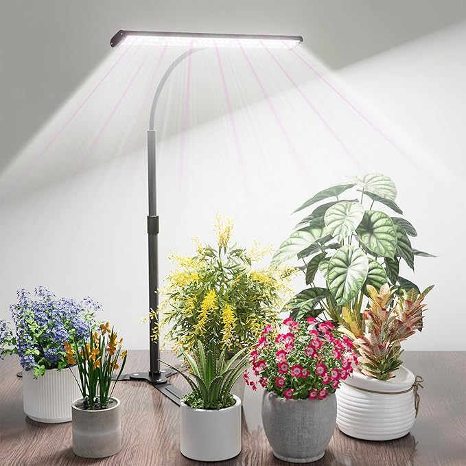 GYTF Super-Bright Plant Grow Light 6000K 108LEDs Full Spectrum Plant Lamp with Timer 4/8/12Hrs &amp Height Extendable for Home Office Desktop Indoor Plants 12V 3A High Power Output for Faster Growt