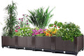 GarveeLife Deep Raised Garden Beds Plants Garden Boxes with Drainage Plugs for Veggies Flowers Herbs Deep Root Plants Growing Brown