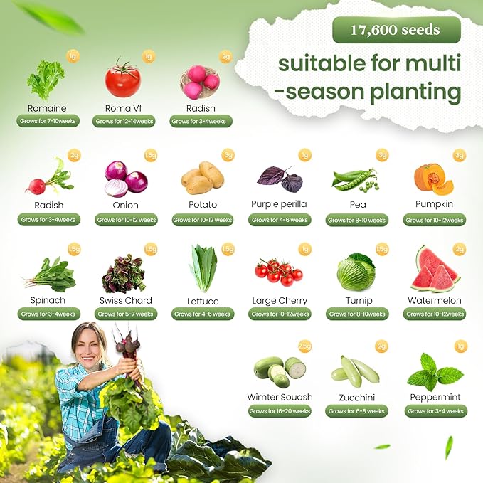 GermiGrow 36 Vegetable Variety Pack - 17600+ Non-GMO Heirloom Seeds for Planting Vegetables and Herbs 36 Individually Packed Seed Packets for Indoor Outdoor Greenhouse &amp Hydroponic Gardening