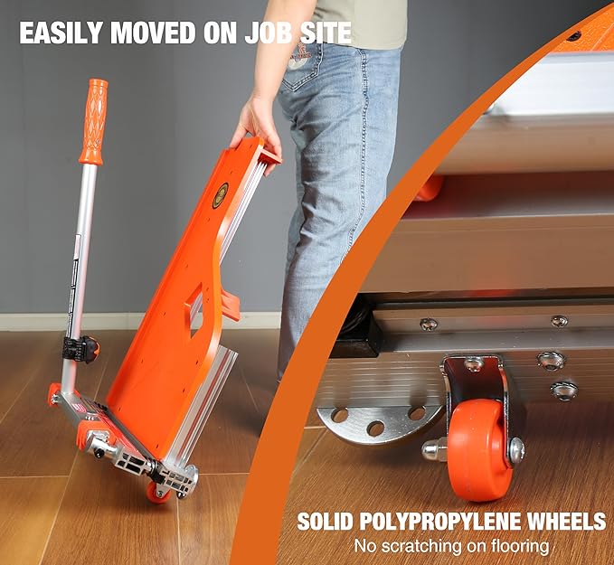 Laminate/Vinyl Floor Cutter 13” Vinyl Plank Cutter with Wheels – Easy Angle &amp Length Cutting Flooring Tools - Cuts Laminate Floor Engineered Wood LVP LVT VCT SPC WPC HSS Blade/LED Light