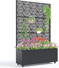 Garvee Metal Raised Garden Bed with Trellis and Wheels 71x47x16 Metal Planter Box with Trellis Privacy Screen for Climbing Plants Vegetable Vines Drainage Holes 15.8 Deep Planting BedBlack