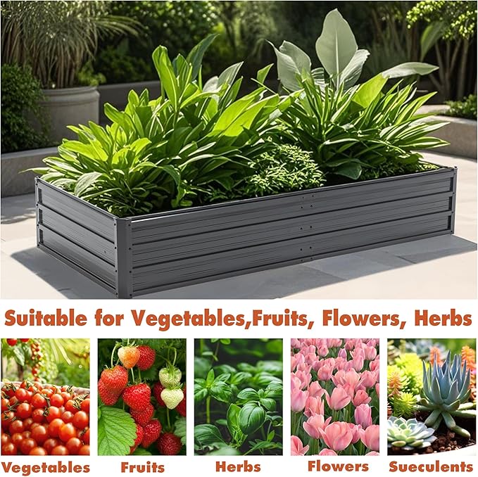 6x3 FT Extra Large Raised Garden Bed Professional Steel Planter Box for Vegetables &amp Crops - Reinforced Galvanized Metal Raised Beds Rustproof for In-Ground or Patio Growing