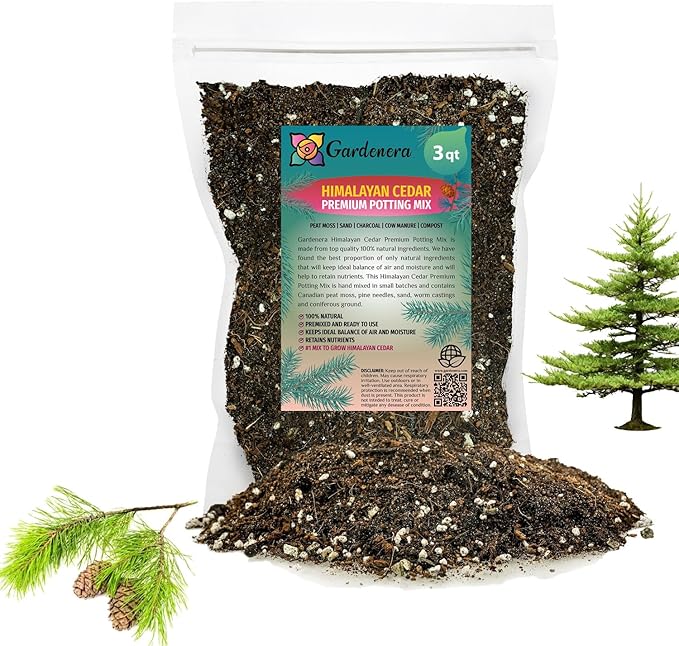 Gardenera Premium Himalayan Cedar Potting Soil Mix - Perfect Balance of Nutrients Drainage and Aeration for Healthy Cedar Trees - 3 Quart