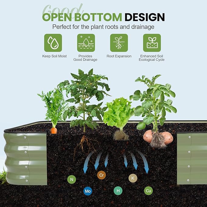 G GOOD GAIN 4-in-1 Adjustable Raised Garden Bed Kit | Galvanized Planter Boxes for Vegetables Flowers | 12 Tall Multiple Sizes (5x3x1ft 4x4x1ft 6x2x1ft 7x1x1ft) | Outdoor Metal Raised Bed Green