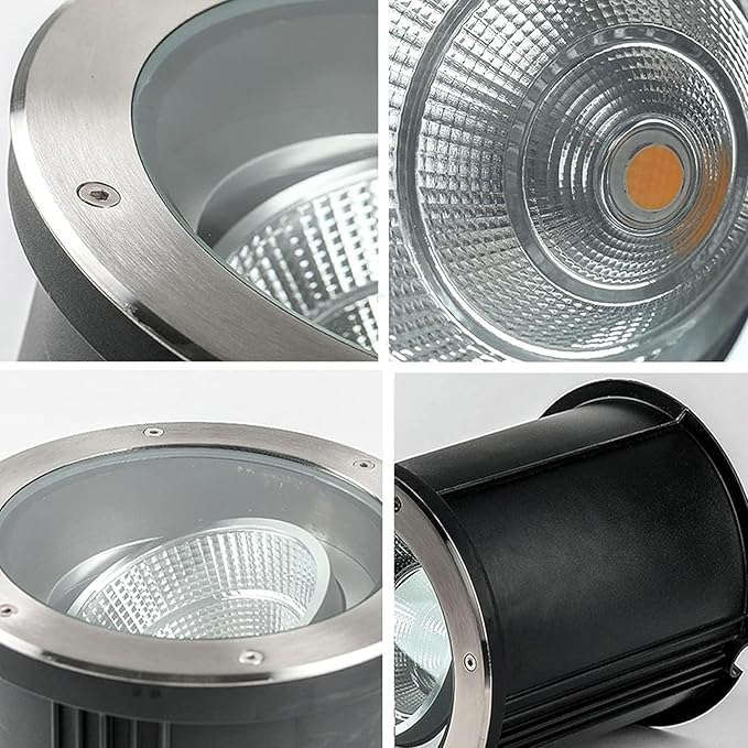 Outdoor Buried Lights - Ground LED Landscape Lamp IP67 Waterproof Outdoor Recessed Spot Light 85-265V COB LED High Brightness Ground Spotlight 15° Adjustable Angle Buried Lights