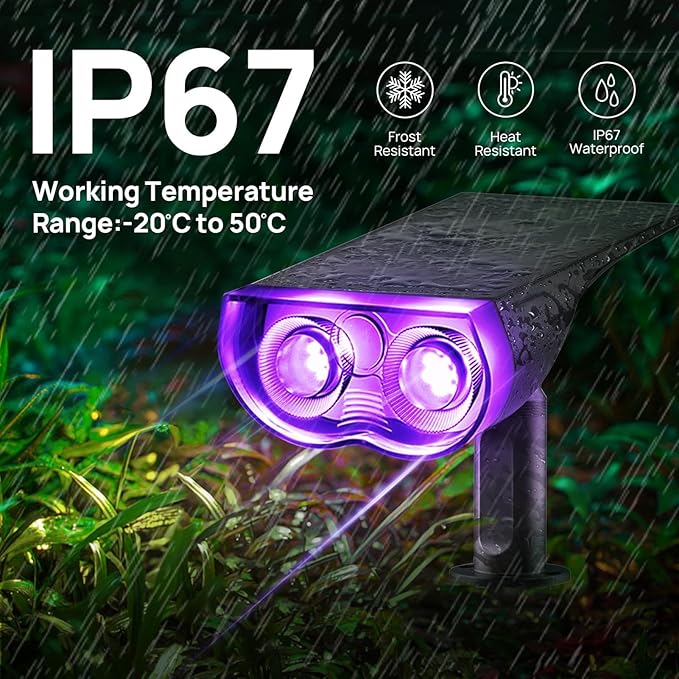 2PCS Solar Outdoor Lawn Solar Spotlights Adjustable Wall LightsWaterproof IP67Dusk to Dawn for Lighting Outside Decor